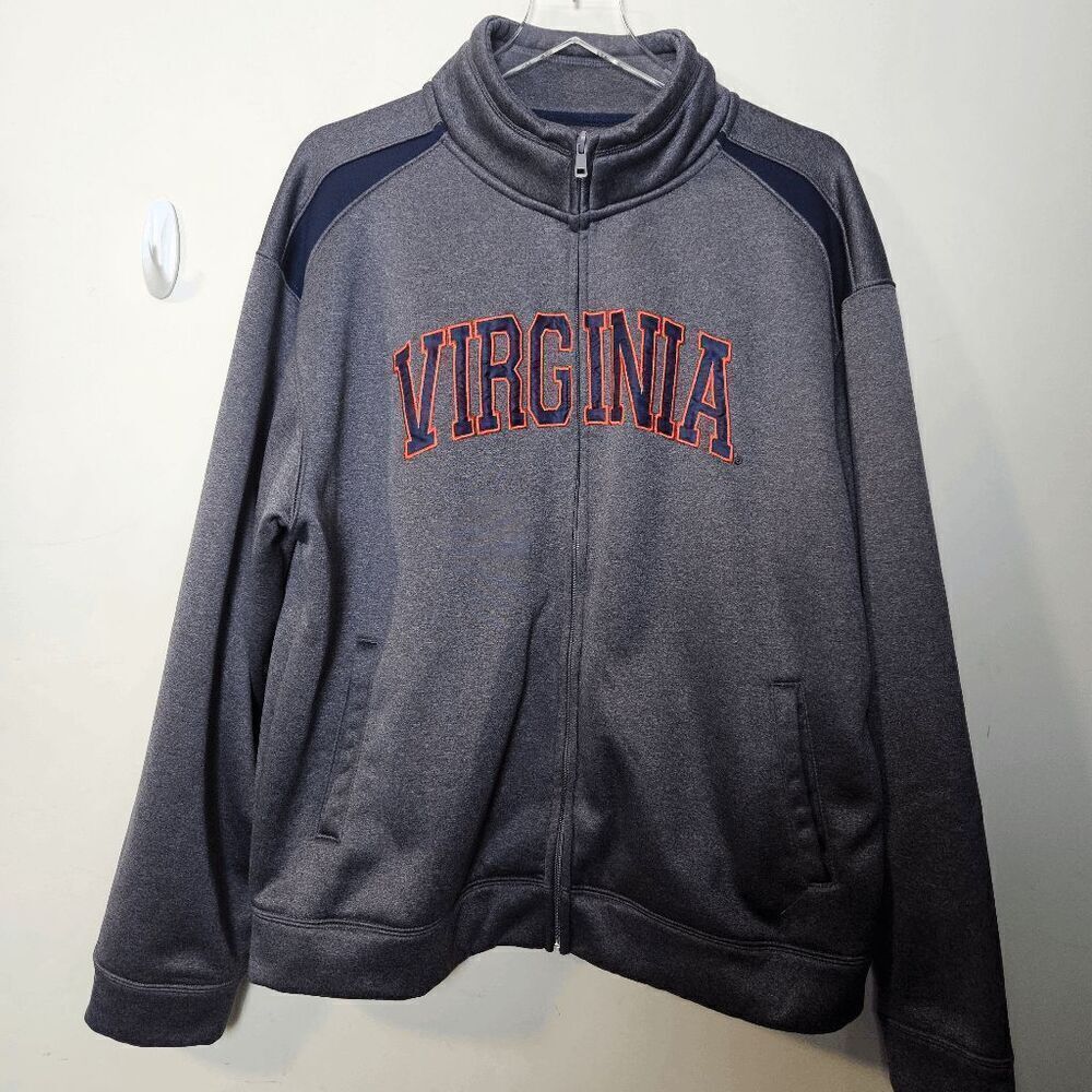 Virginia Cavaliers UVA Vintage Full Zip Track Jacket Mens Gray Size Large